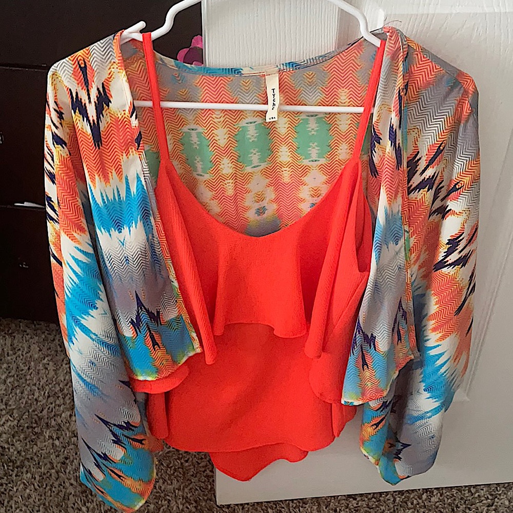 Tank top included, Cardigan included